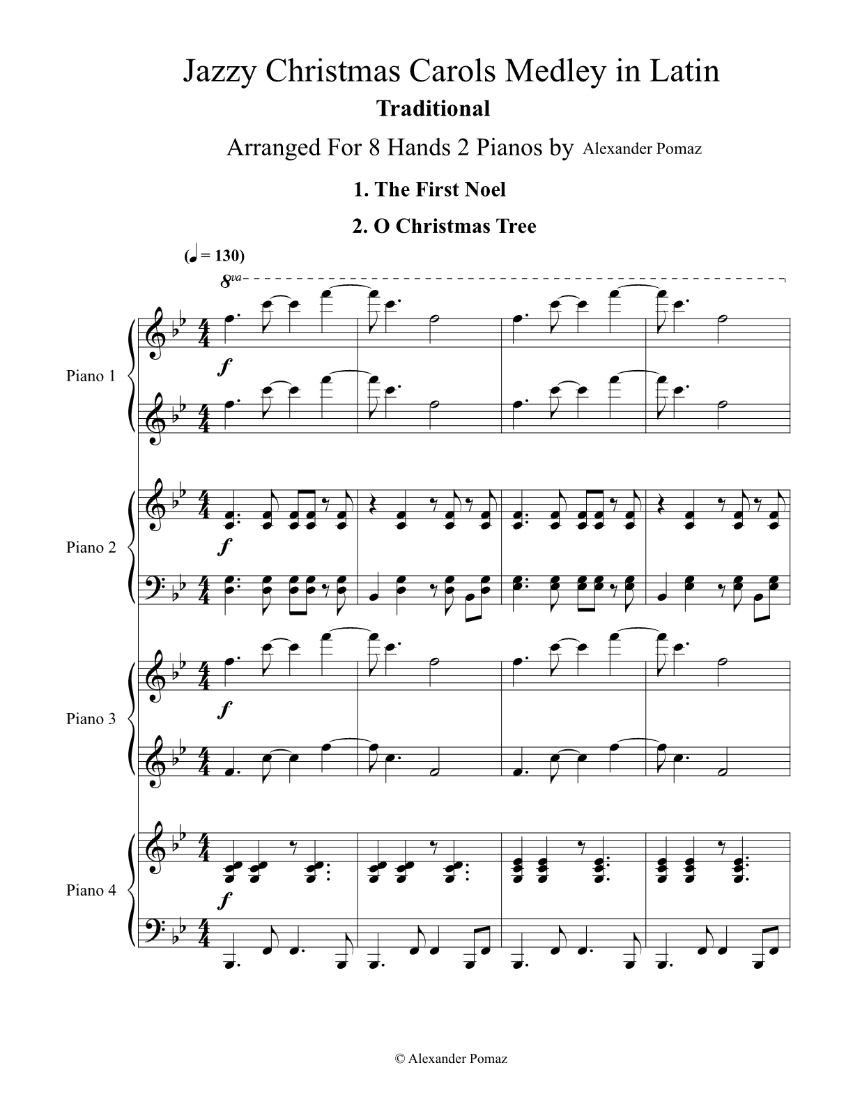 Jazzy Christmas Carols Medley in Latin - Traditional - 8 Hands 2 Pianos Jazzy Christmas Carols Medley in Latin - Traditional - 8 Hands 2 Pianos - Image 2