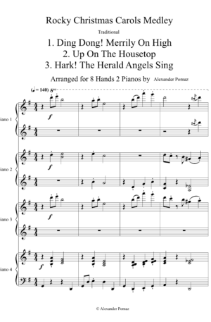Rocky Christmas Carols Medley – Traditional – 8 Hands 2 Pianos