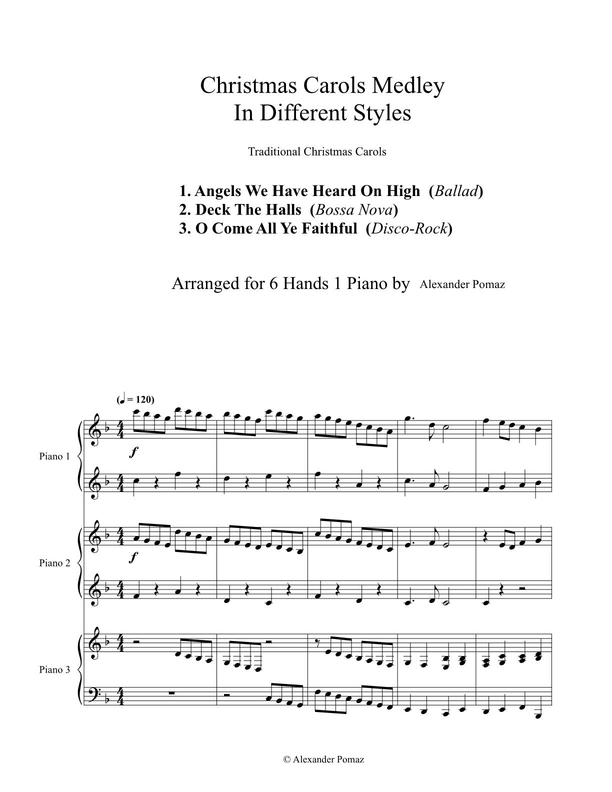 Christmas Carols Medley In Different Styles - Traditional - 6 Hands 1 Piano Christmas Carols Medley In Different Styles - Traditional - 6 Hands 1 Piano - Image 2
