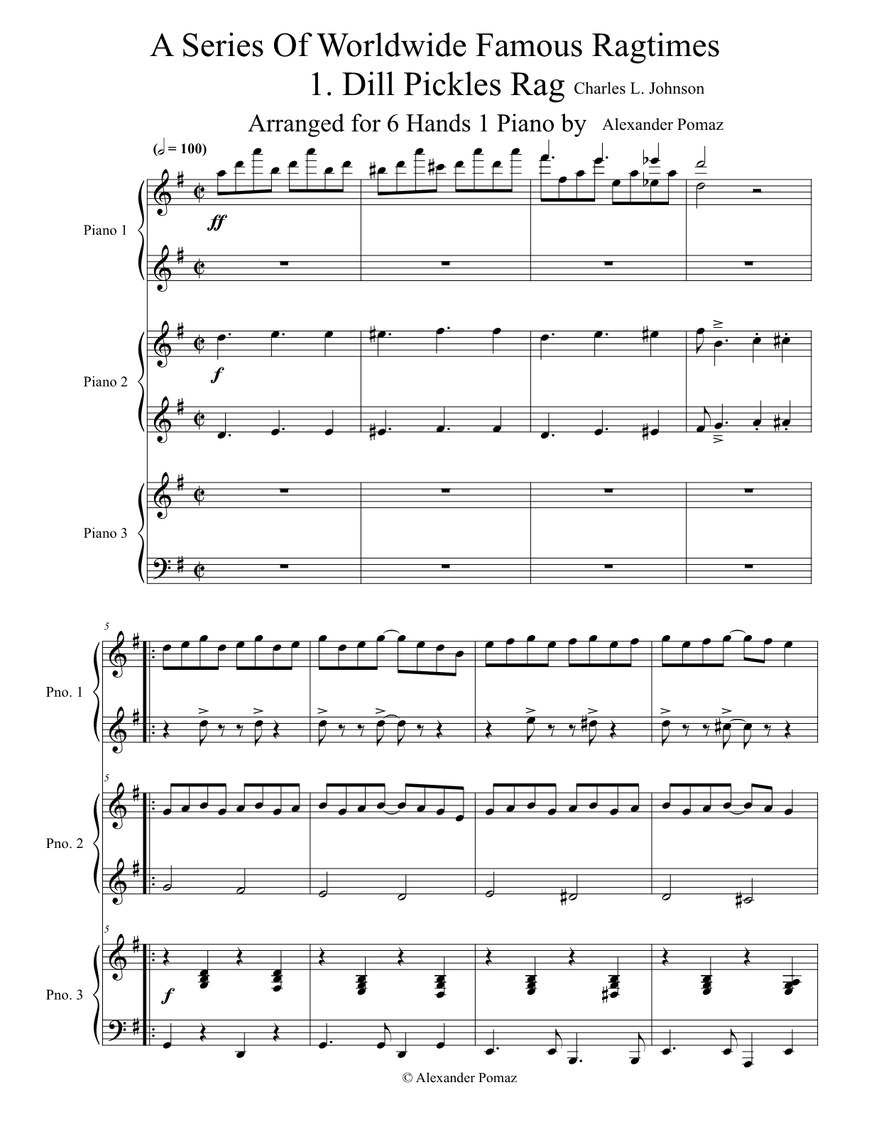 Dill Pickles Rag - 6 Hands 1 Piano Dill Pickles Rag - 6 Hands 1 Piano - Image 2