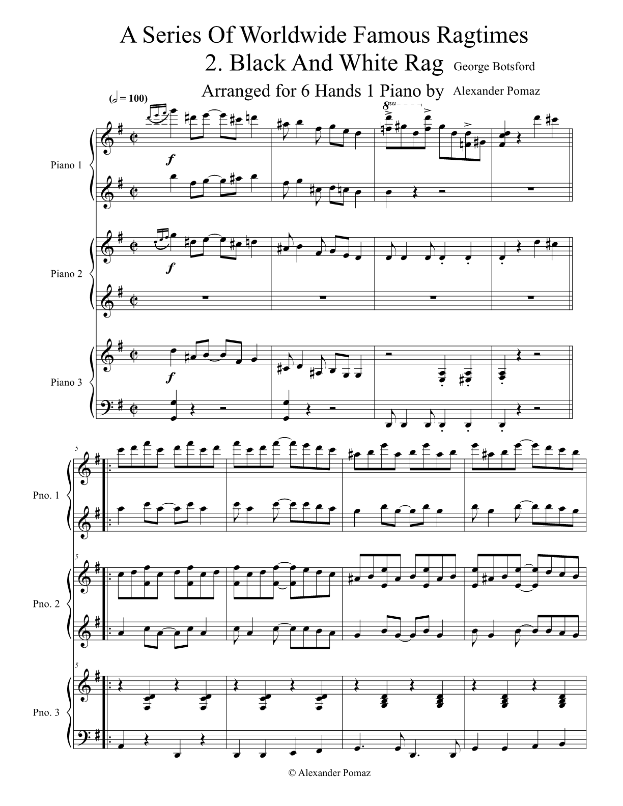 Black And White Rag - 6 Hands 1 Piano Black And White Rag - 6 Hands 1 Piano - Image 2
