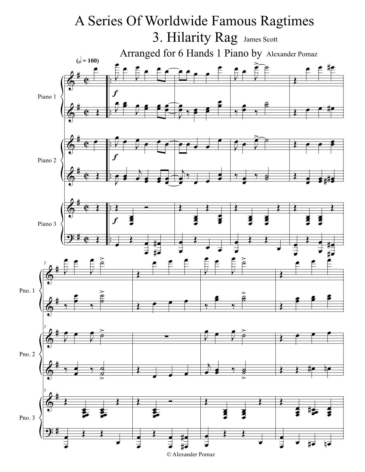 Hilarity Rag - 6 Hands 1 Piano Hilarity Rag - 6 Hands 1 Piano - Image 2