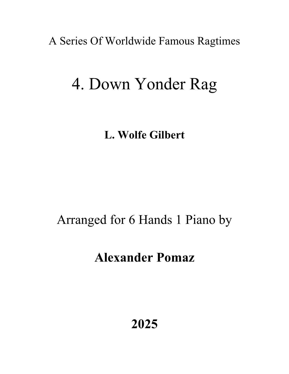 Down Yonder - 6 Hands 1 Piano 4. Down Yonder Rag