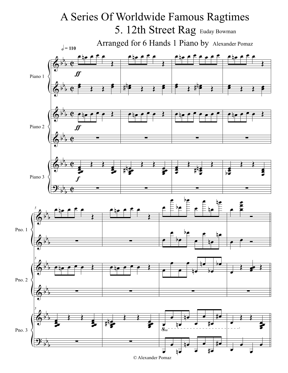 12th Street Rag - 6 Hands 1 Piano 12th Street Rag - 6 Hands 1 Piano - Image 2