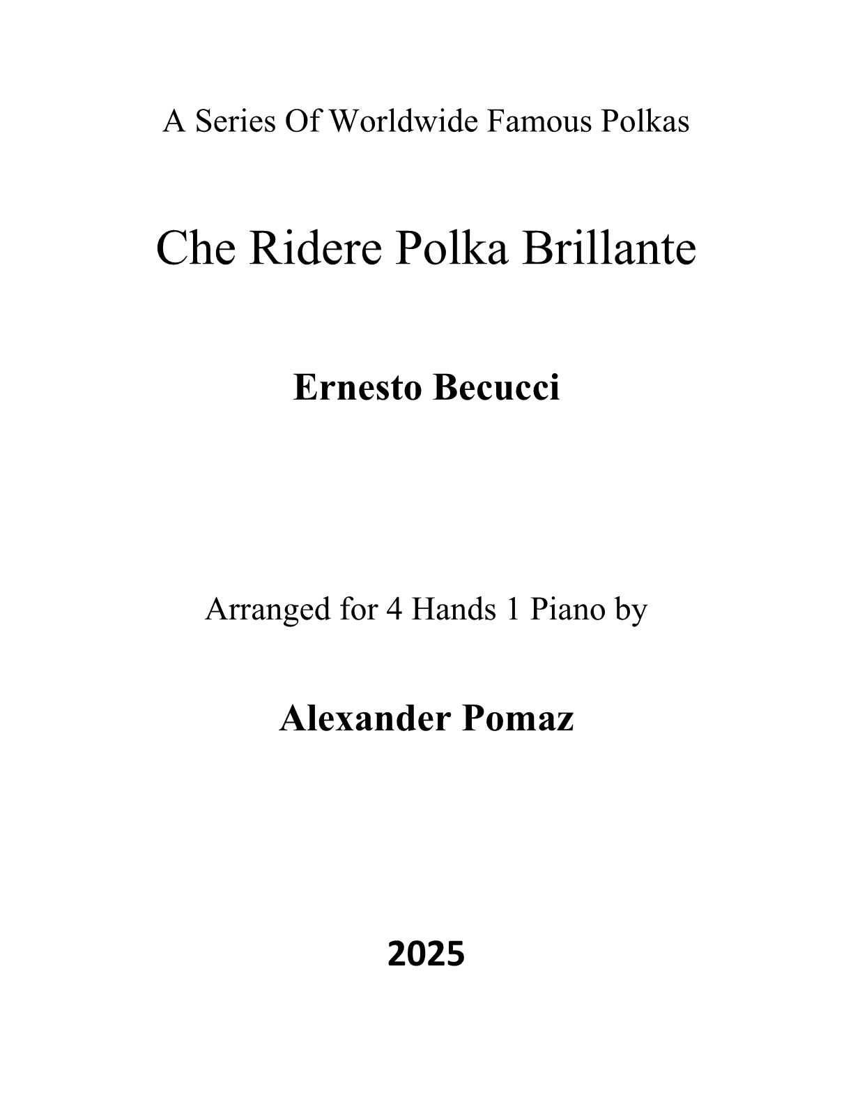 Che Ridere Polka - 4 Hands 1 Piano Che Ridere Polka - 4 Hands 1 Piano