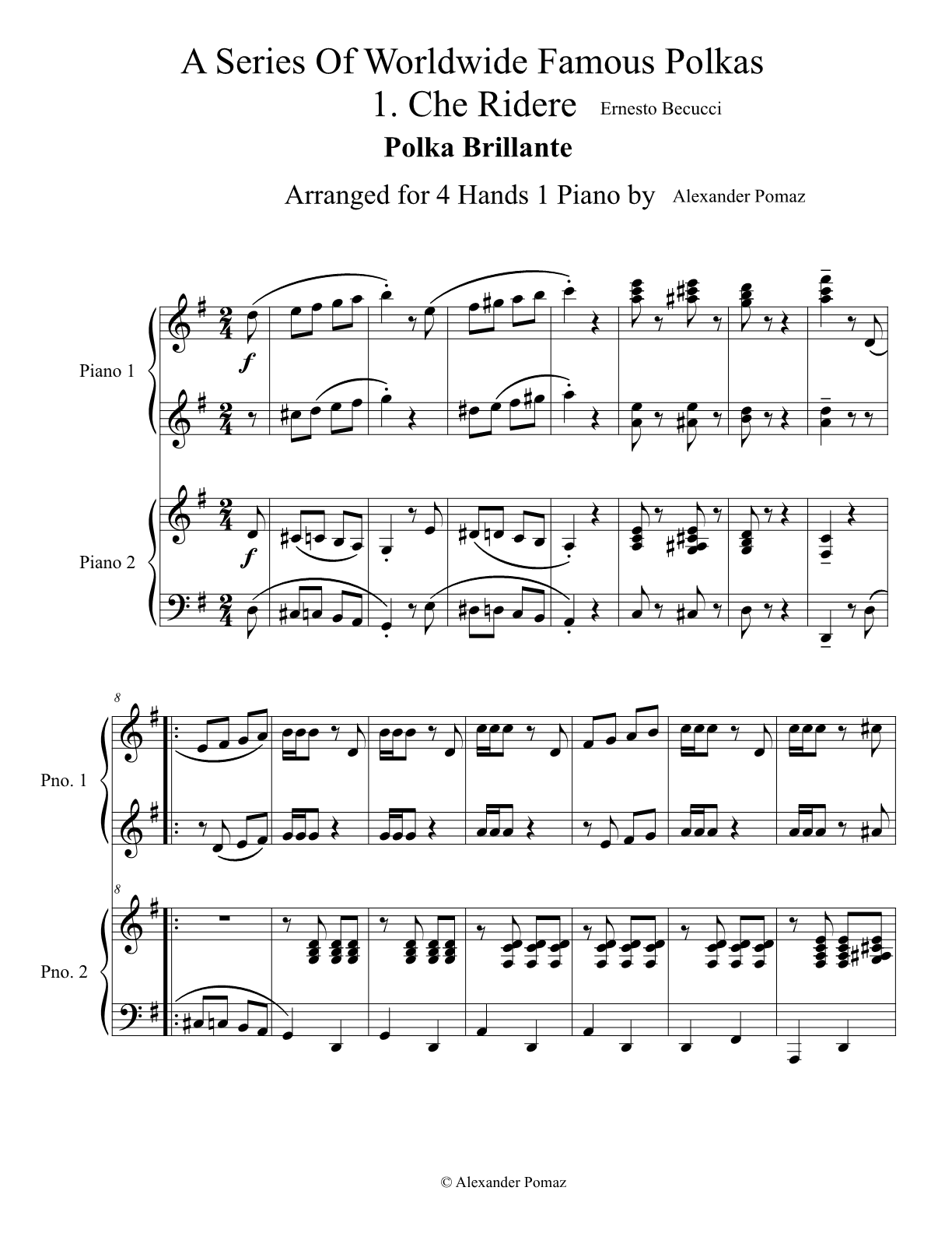 Che Ridere Polka - 4 Hands 1 Piano Che Ridere Polka - 4 Hands 1 Piano - Image 2