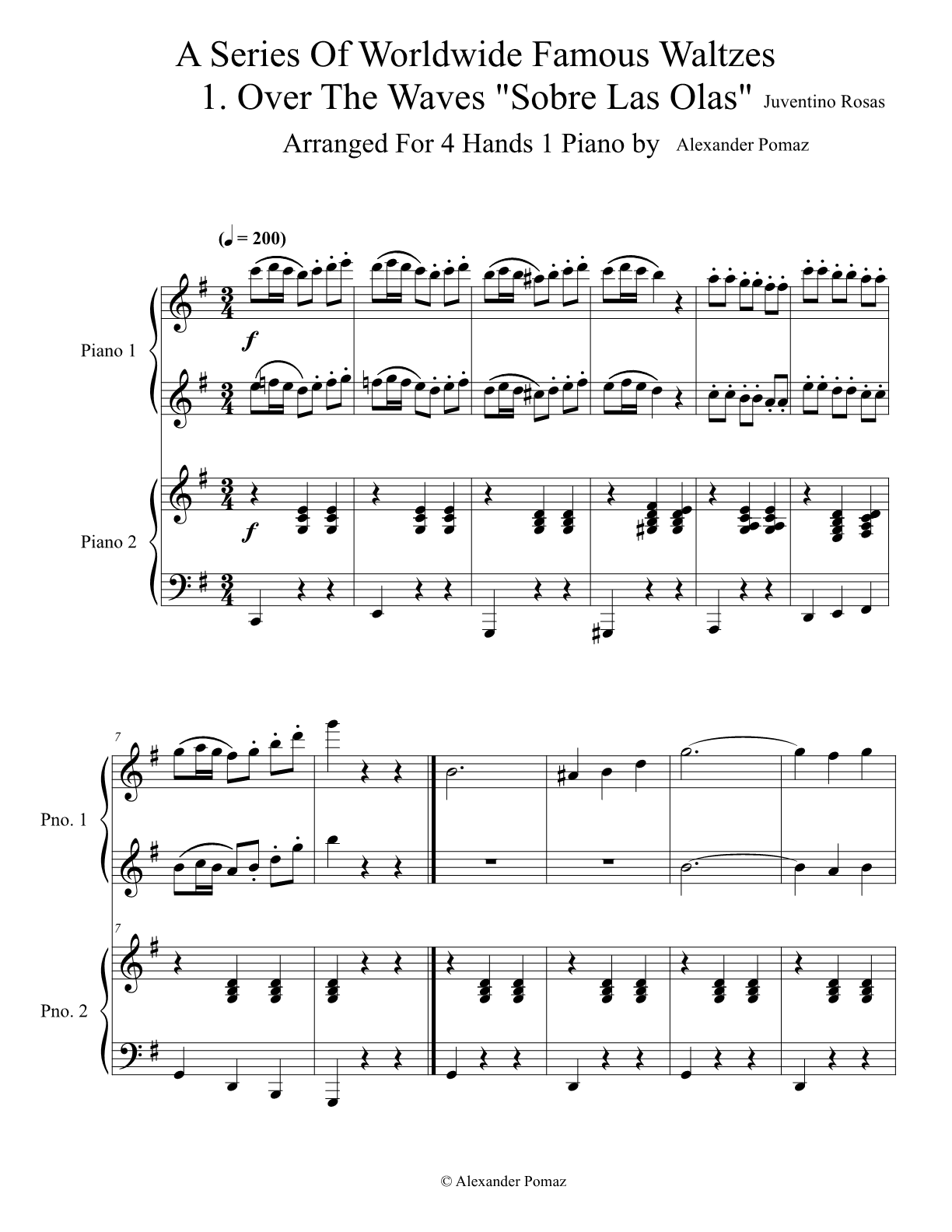 Over The Waves - 4 Hands 1 Piano Over The Waves - 4 Hands 1 Piano - Image 2