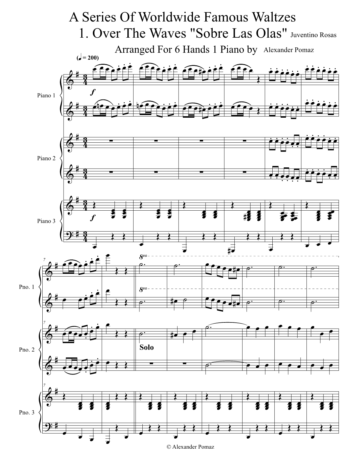 Over The Waves - 6 Hands 1 Piano Over The Waves - 6 Hands 1 Piano - Image 2