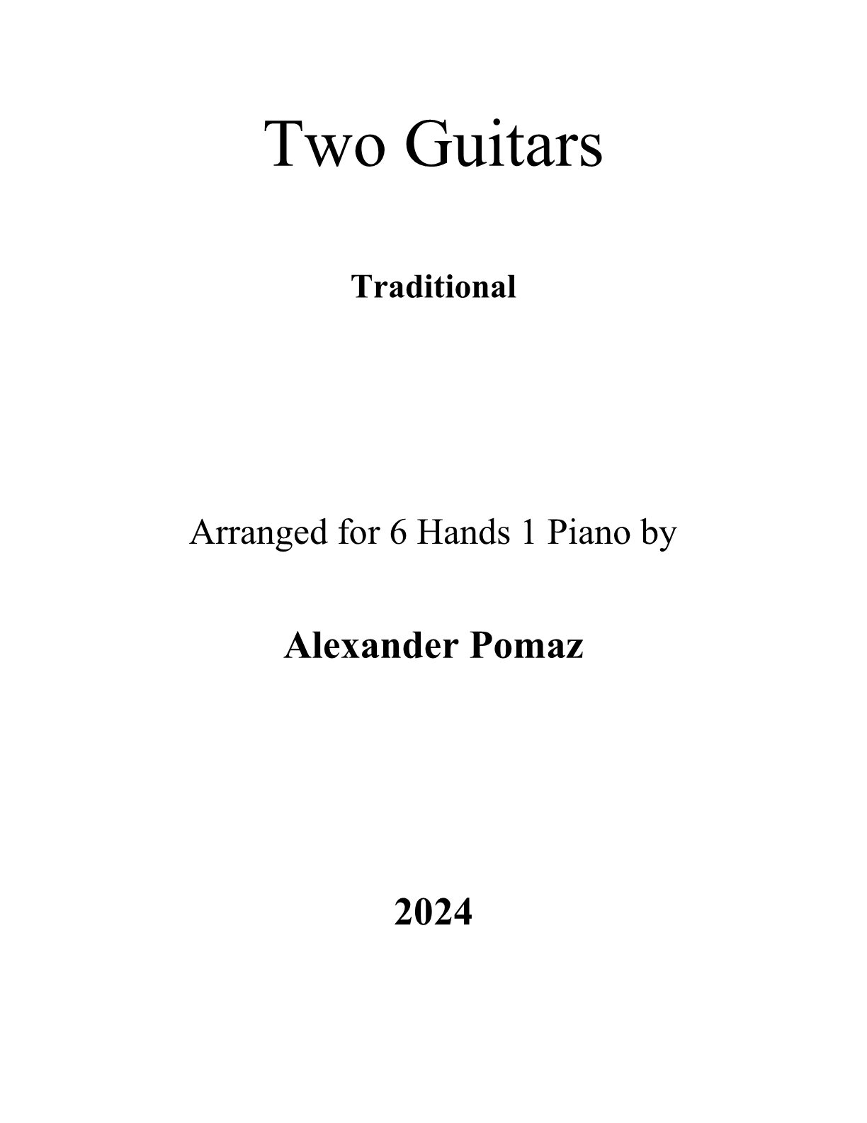 Two Guitars - Traditional - 6 Hands 1 Piano Two Guitars 6 Hands