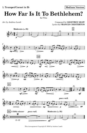 Geoffrey Shaw | How Far Is It To Bethlehem? (Carol) | Brass Trio and Piano