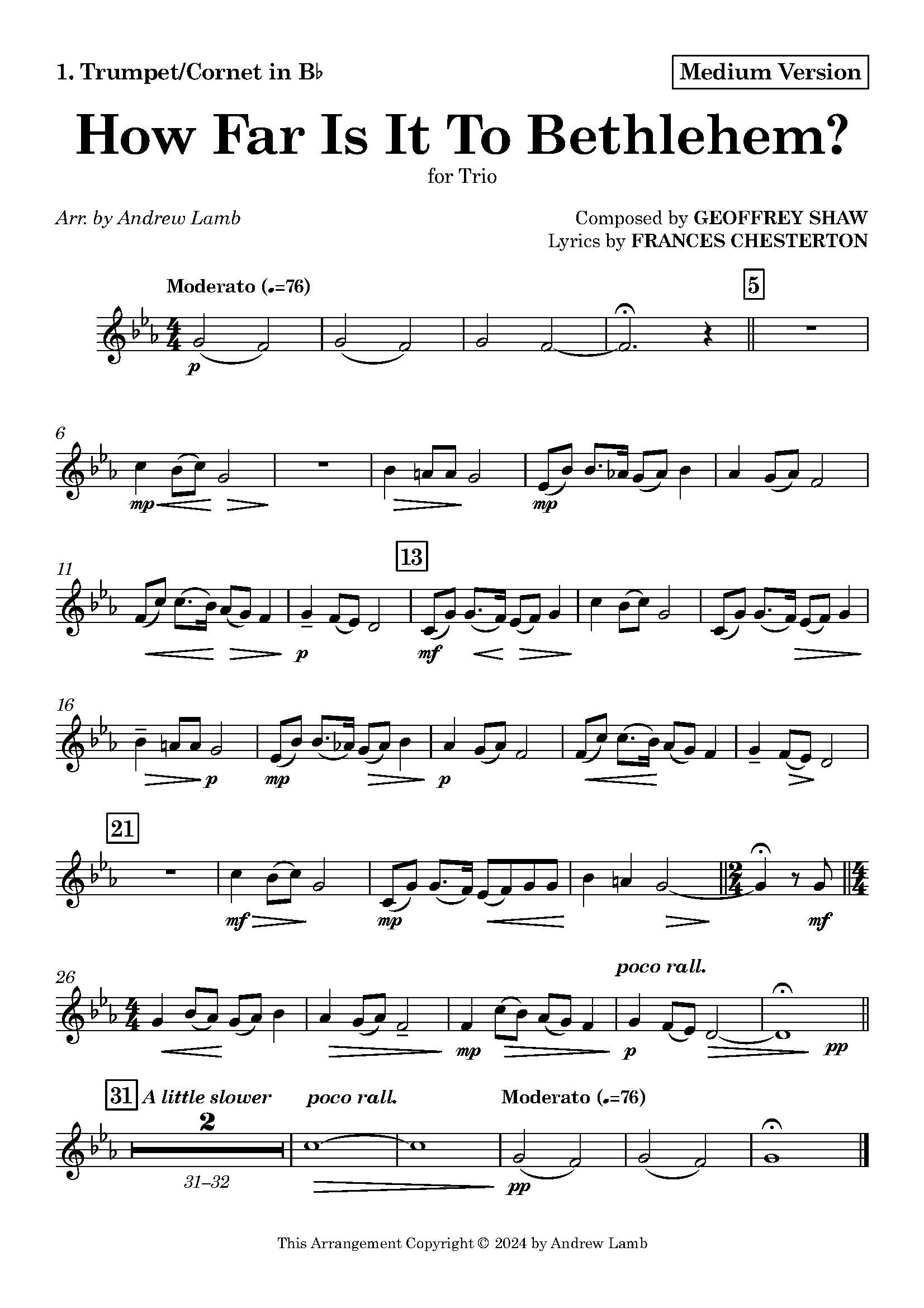 Geoffrey Shaw | How Far Is It To Bethlehem? (Carol) | Brass Trio and Piano Geoffrey Shaw | How Far Is It To Bethlehem? (Carol) | Brass Trio and Piano - Image 3