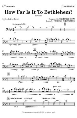 Geoffrey Shaw | How Far Is It To Bethlehem? (Carol) | Brass Trio and Piano