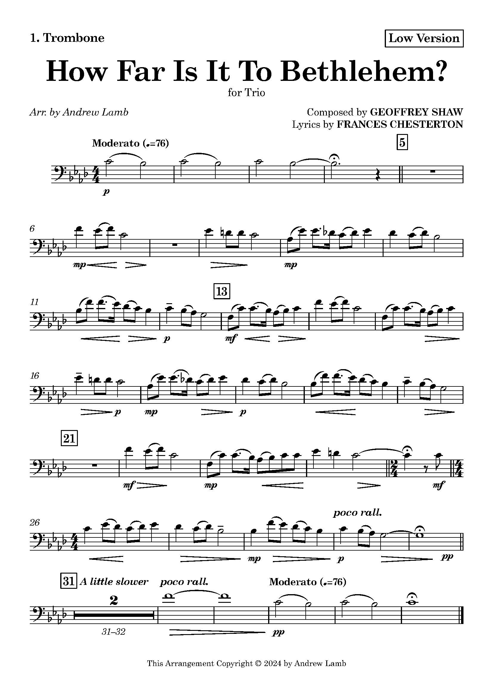 Geoffrey Shaw | How Far Is It To Bethlehem? (Carol) | Brass Trio and Piano Geoffrey Shaw | How Far Is It To Bethlehem? (Carol) | Brass Trio and Piano - Image 4