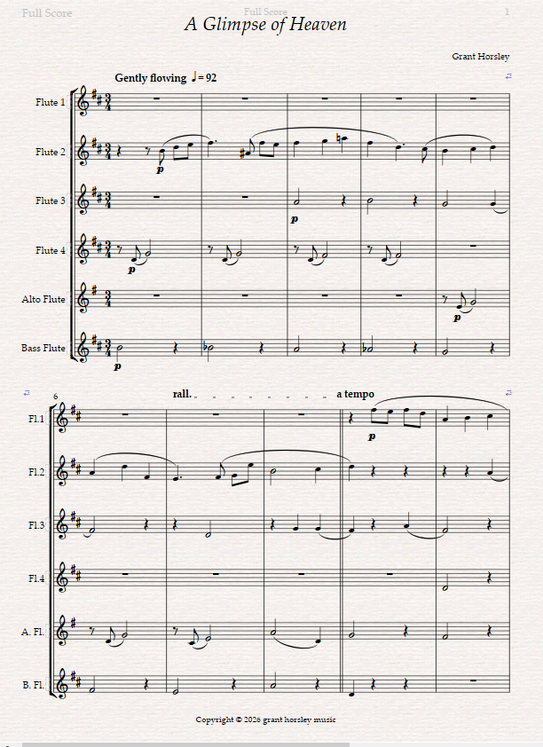 A Glimpse of Heaven. For Flute Choir. A Glimpse of Heaven. For Flute Choir. - Image 2