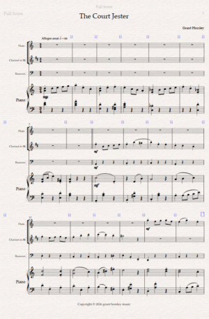 The Court Jester. For Wind Trio and Piano (Flute, Clarinet Bassoon)