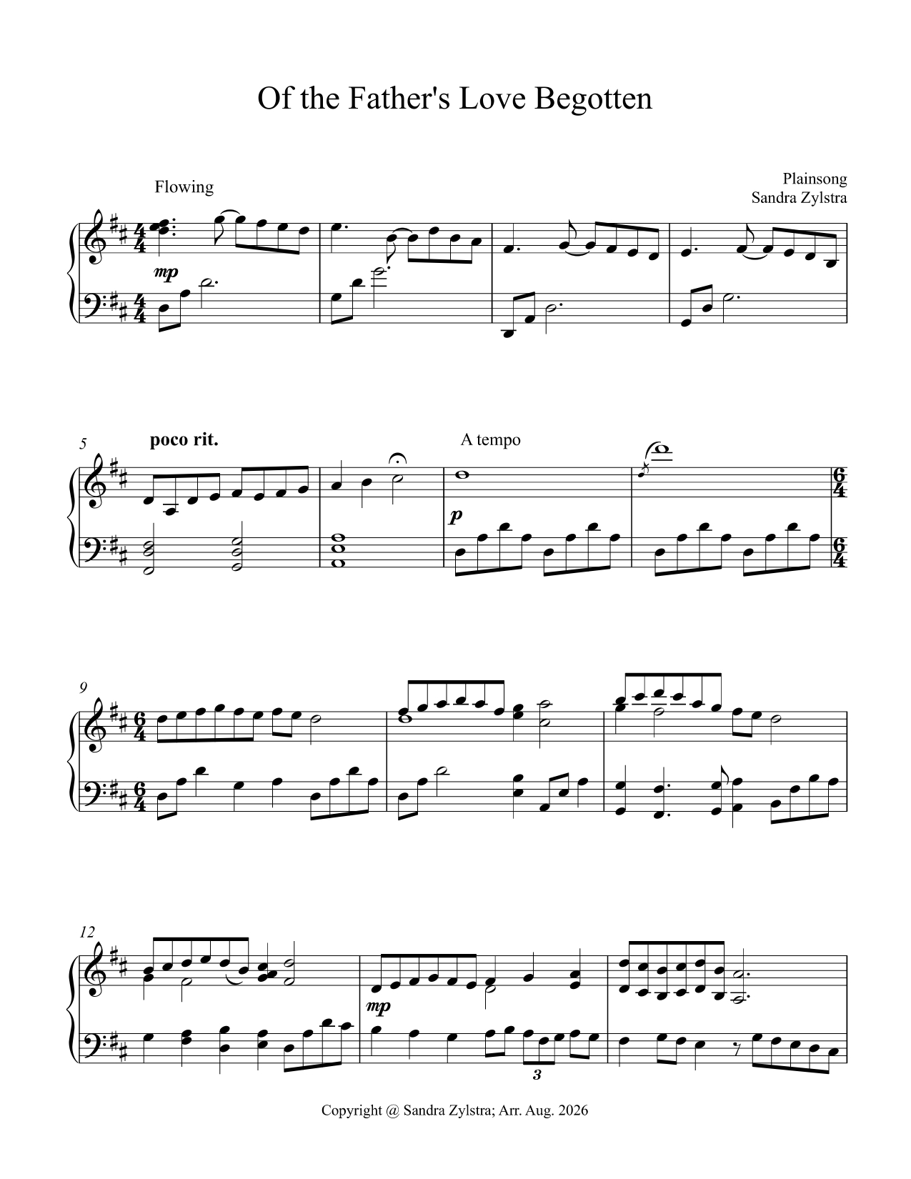 Of the Father's Love Begotten (Intermediate Piano Solo) Of the Father's Love Begotten (Intermediate Piano Solo) - Image 2