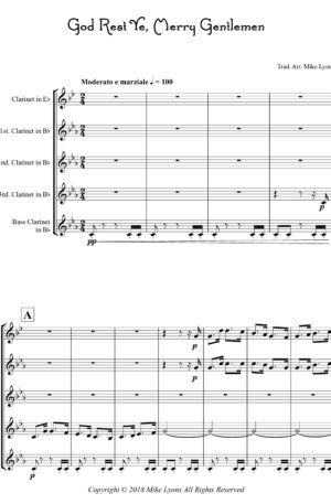 God Rest Ye, Merry Gentlemen – Clarinet Quintet