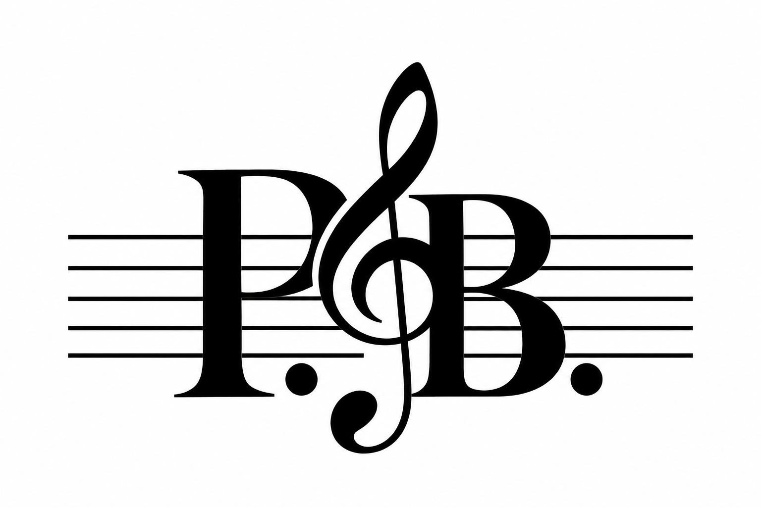 Elegantes P.B. Musikmonogramm mit Violinschlussel