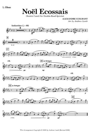 Alexandre Guilmant | Noël Ecossais (Scotch Carol) | for Double-Reed Quintet