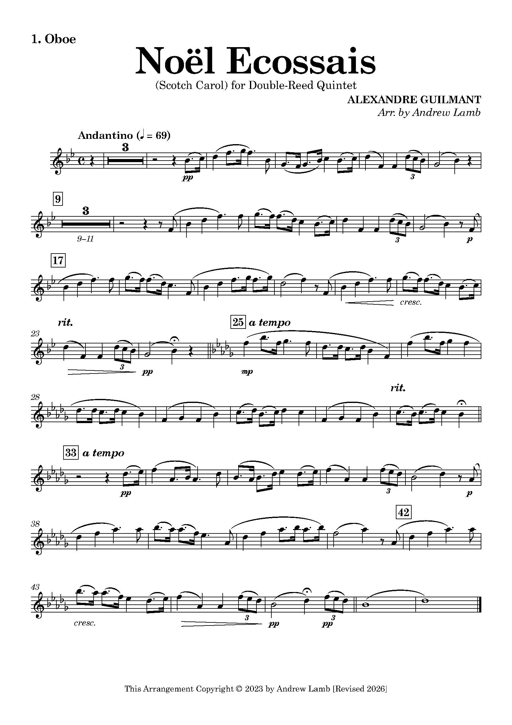 Alexandre Guilmant | Noël Ecossais (Scotch Carol) | for Double-Reed Quintet Alexandre Guilmant | Noël Ecossais (Scotch Carol) | for Double-Reed Quintet - Image 2