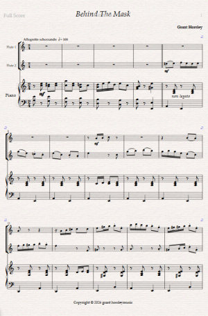 Behind The Mask. For Flute Duet and Piano.